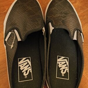 Vans Textured Black Slip-On Sneakers